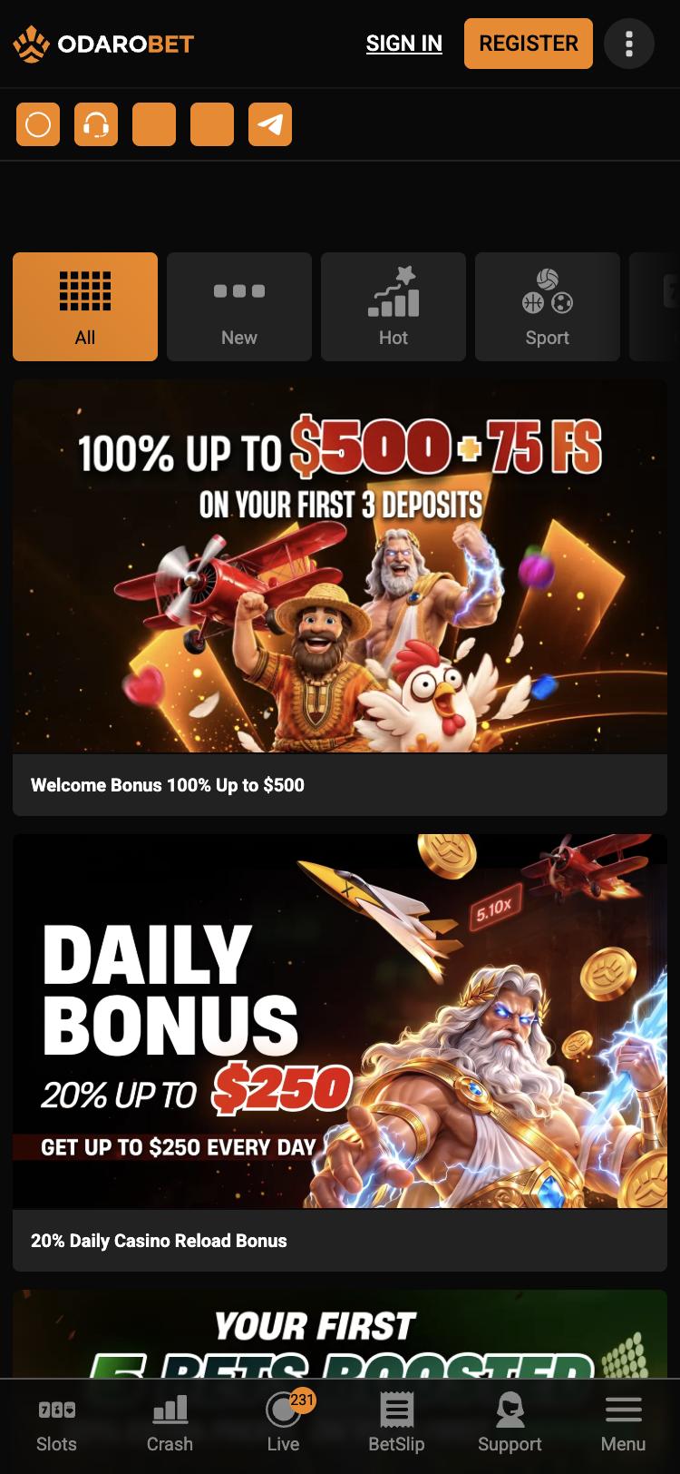 Promotions (mobile) without custom CSS (platform default)